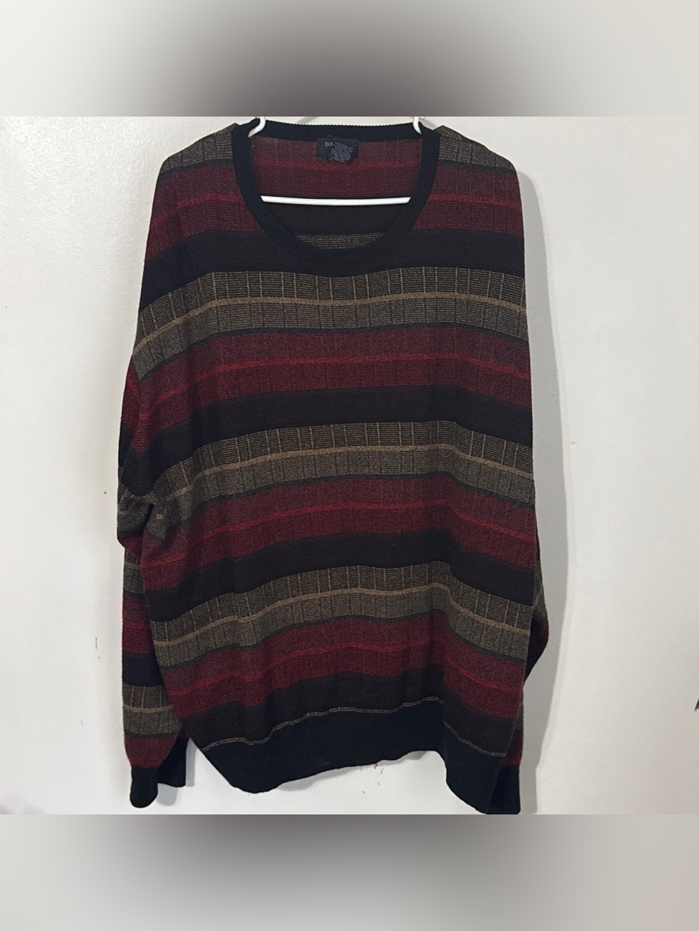 Dockers 3XL Striped Crewneck Sweater Acrylic Grandpa Core Knit